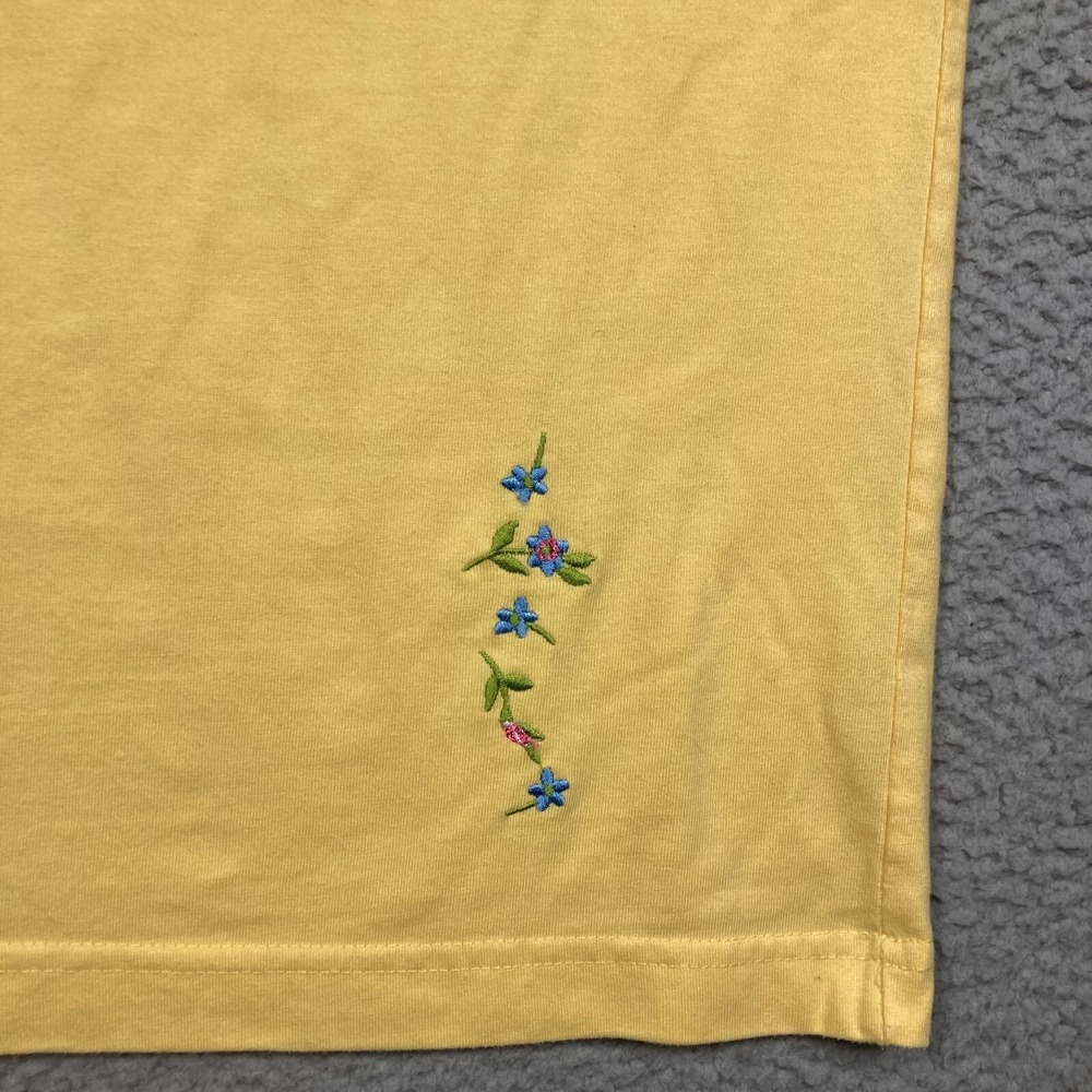 VTG Bobbie Brooks T Shirt Women's Medium Yellow Embroidered Top Grandma Core - Picture 4 of 16